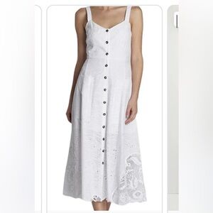 Saloni white embroidered dress - size 6.